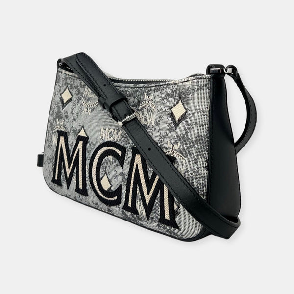 MCM Aren monogram jacquard tote bag black